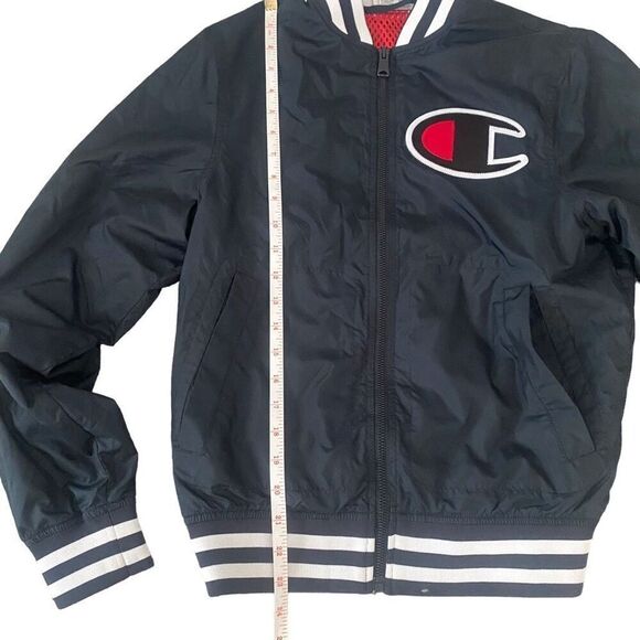 Vintage Champion Bomber Varsity Jacket Size XS Embroidered Logo Black White MY23 - Picture 3 of 11